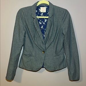 Women's Quiksilver Gray Cotton Blazer Size S Casual Y2K Surf Skate Style